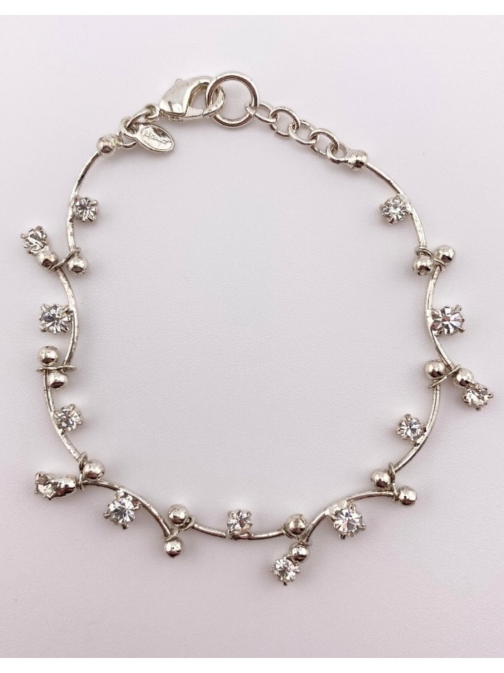 VTG Monet Silver Tone Rhinestone Bracelet - Picture 5 of 5
